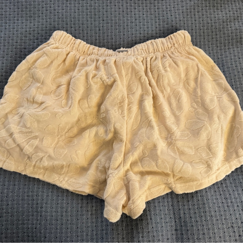 Women’s Cream Embossed Terry Shorts - Picture 6 of 8